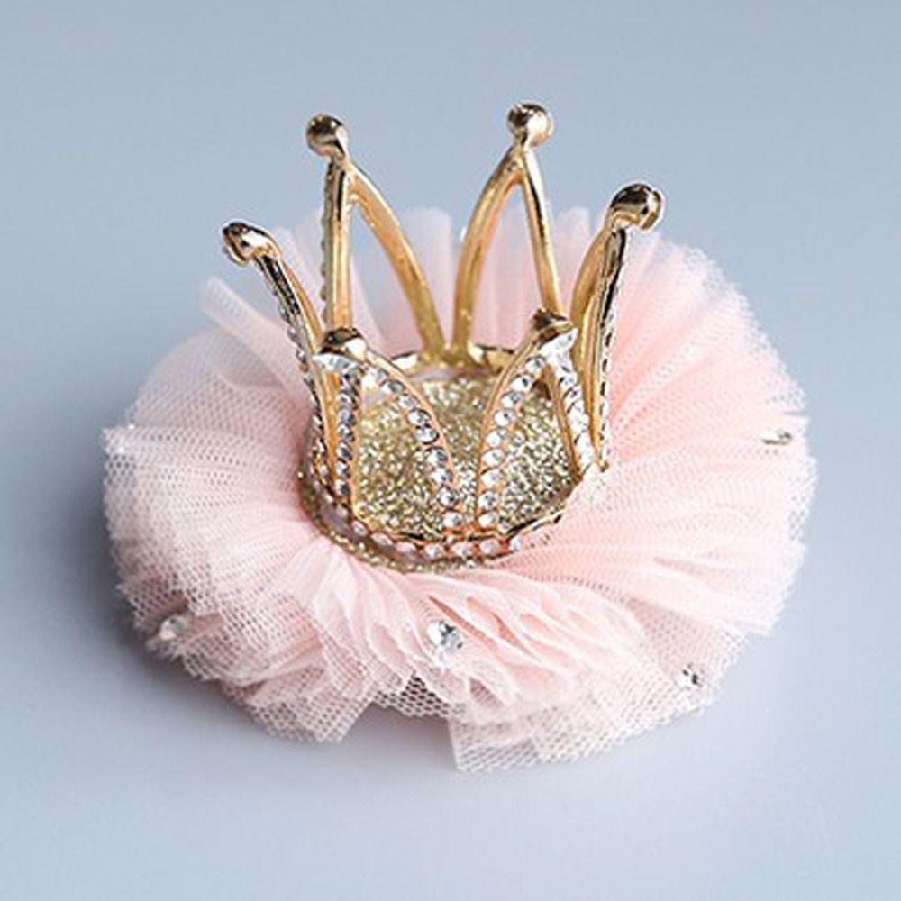 Lovely Sweet Zinc Zinc Alloy Rhinestone Gauze Tiara Crown Hair Clip Headwear Hair Accessory Girl Hairpin