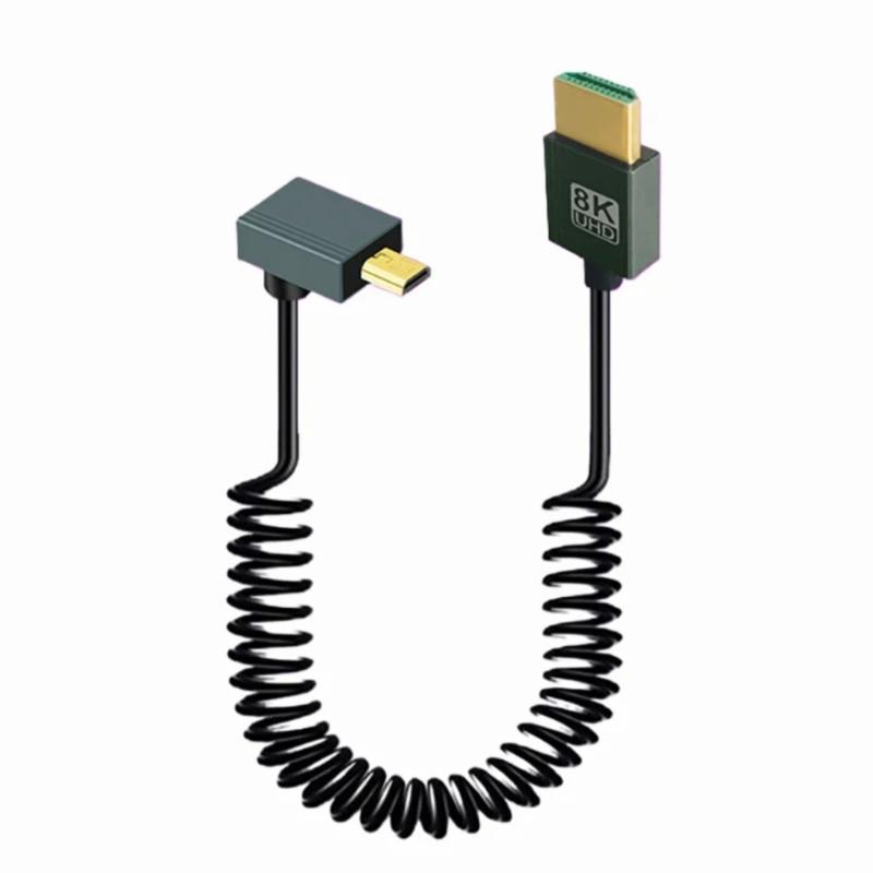 Гибкие кабели HDMI 8K - Micro HDMI с пружинным дизайном для четкого изображения, удобные для хранения, для вывода видео 8K, для портативного использования