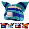 Women Y2K Style Winter Beanie Hat Outdoor Multicolor Cat Ear Loose Knit Hat Thick Warm All-Match Knitted Hat With Ear