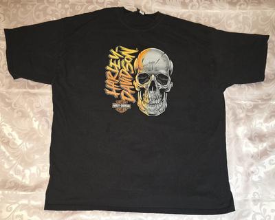 Harley Davidson 4XL Motor City Skull Graphic Tshirt Black Double-sided Biker Unisex T-Shirt