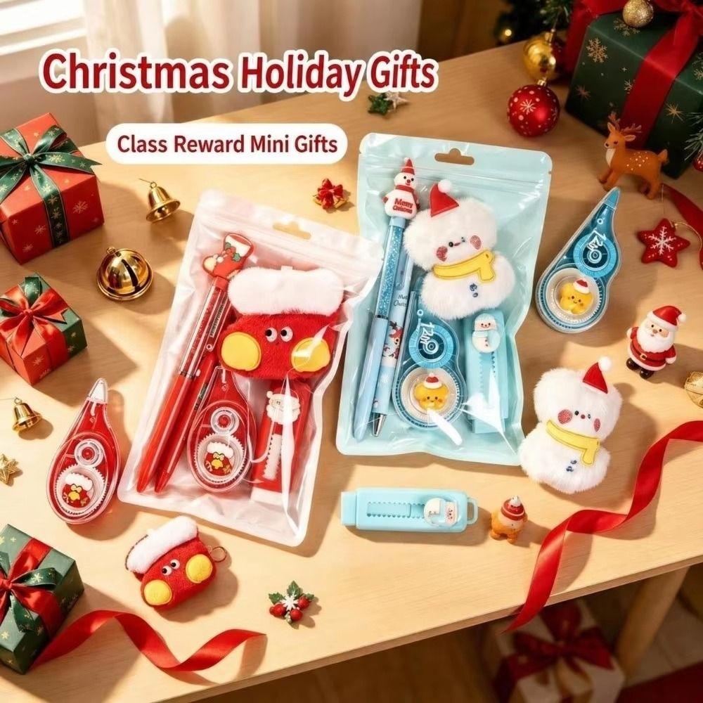 5Pcs/Set Cartoon Christmas Stationery Set Practical Santa Series Stationery Kit Writing Supplies