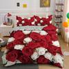 Red Rose King Queen Duvet Cover Romantic Flowers Bedding Set For Kids Teens Adults Girly 3D Floral Black Soft 2/3pcs Quilt Cover