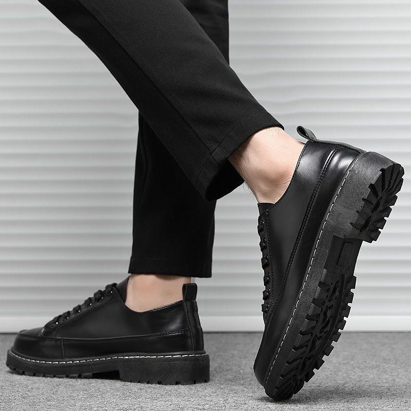 Spring and Summer Leather Shoes Men's Versatile Men's Shoes Casual Shoes Heightening Chef Shoes Black Work Shoes Martin Shoes Men