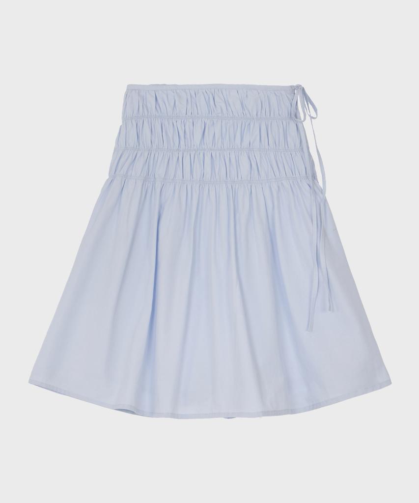 Belloel Smoked Shirred Midi Skirt Blue
