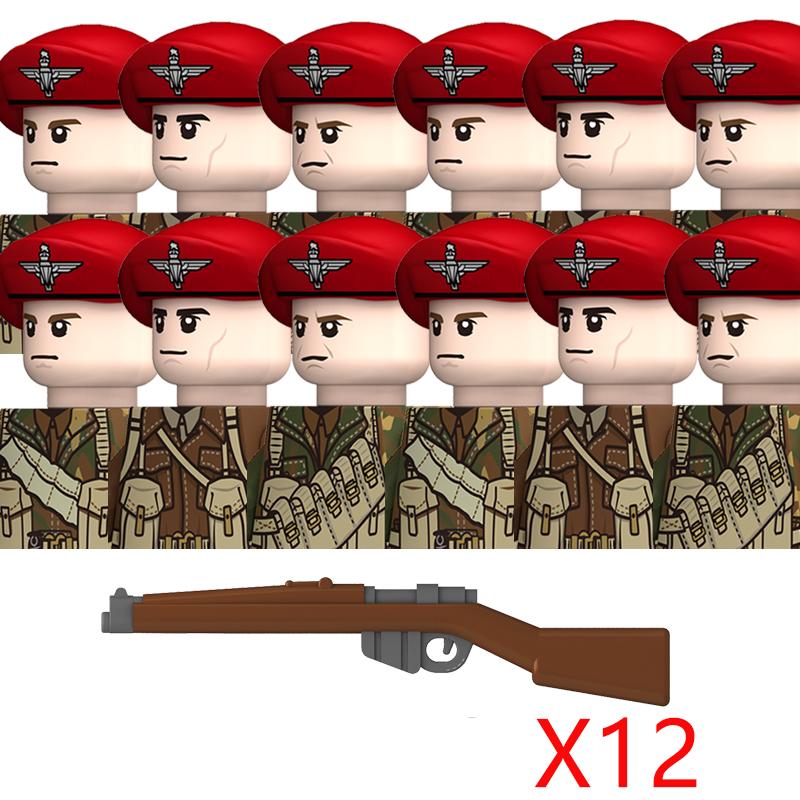 Нетоксичные Moc WW2 Британские Военные Солдаты Строительные Блоки Военно-Воздушные Силы Армия Пехота Шлемы Оружие Аксессуары для Оружия Кирпичи Игрушки Детский Подарок