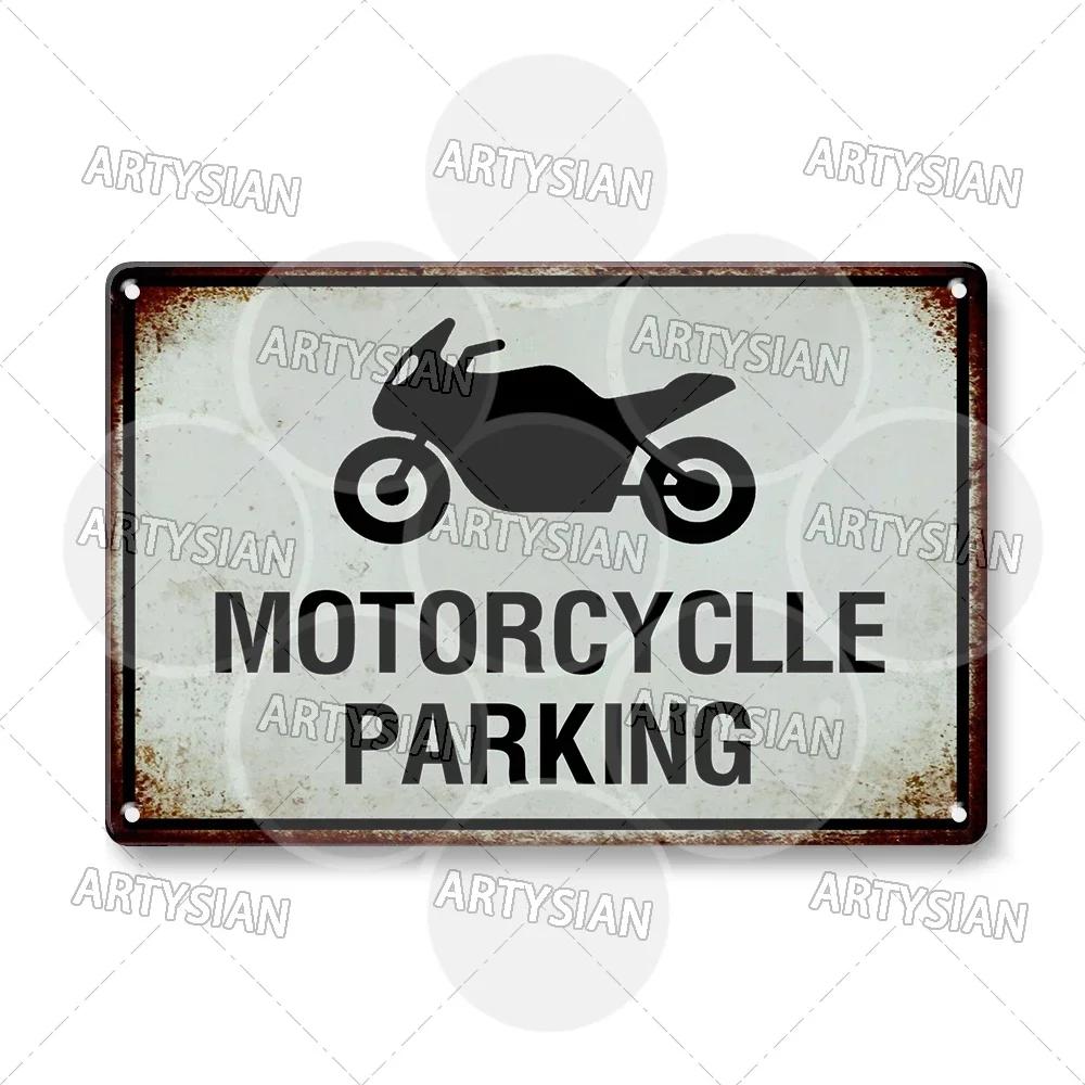Vintage Parking Metal Sign Bicycle Disabled Motor cycle Parking Retro Metal Plaque Do not Attach Bikes To The Fence
