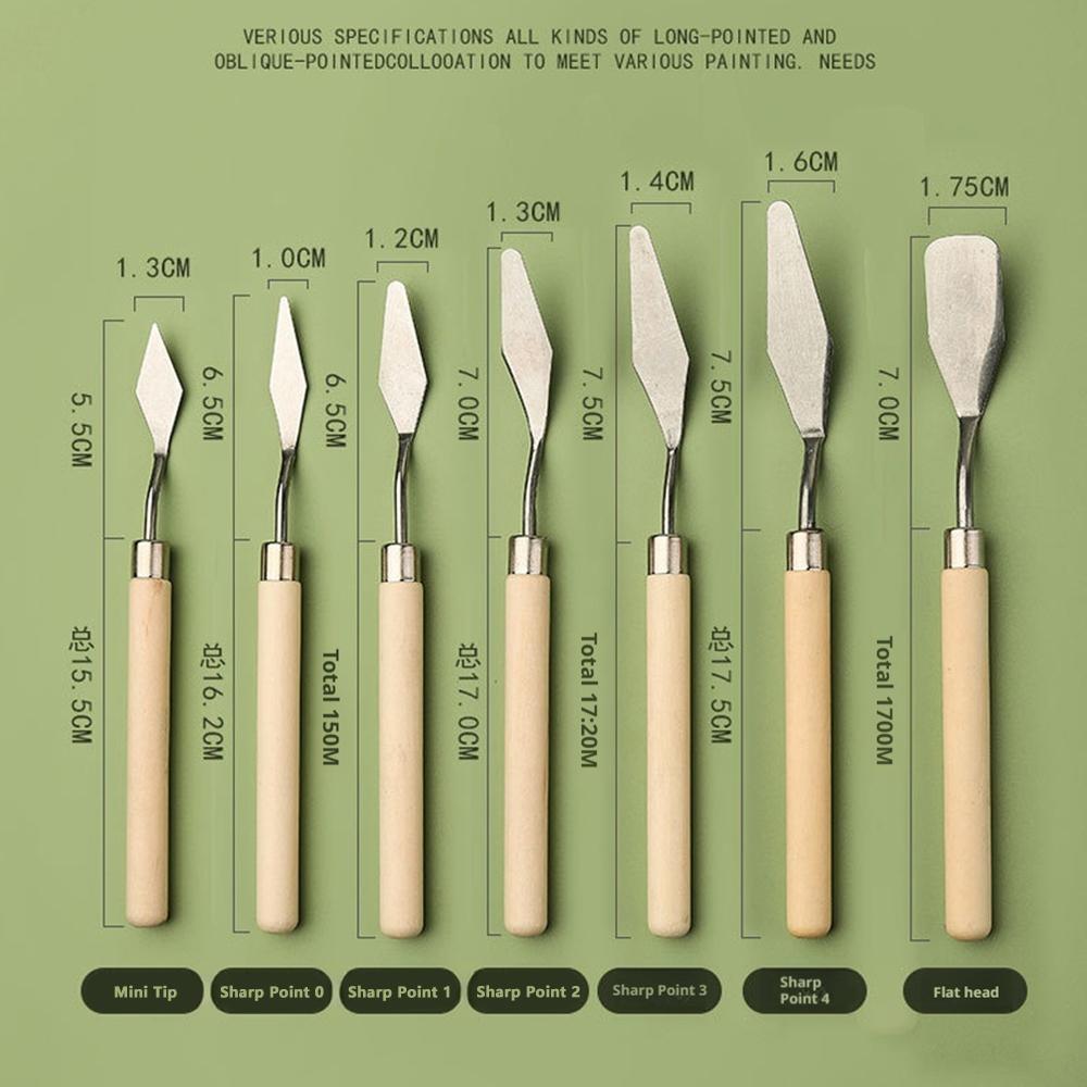 7 шт./набор Мастихины для масляной живописи Художественные шпатели Нож-палетка Скребок Инструменты для рисования Художественные принадлежности Канцелярские товары