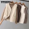 Spring and Autumn Korean Style Plush Vest Women's Vest Jacket Outer Wear Waistcoat Vest Loose Solid Color Vest
