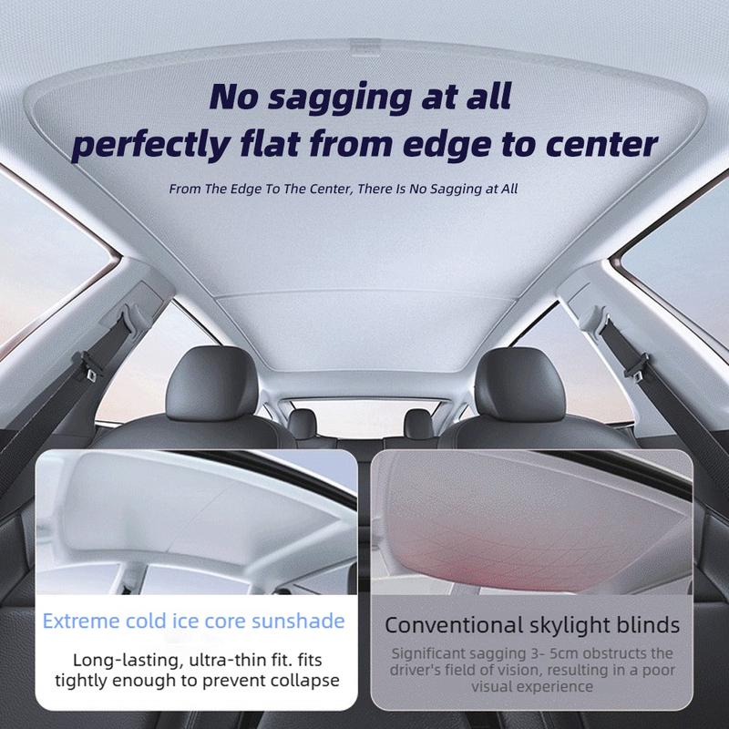 Sunshades For Tesla Model 3 Sunroof Highland 2025 Model Y 2020-25 Ice Cloth Buckle Sun Pare Glass Front Rear Skylight Accessory