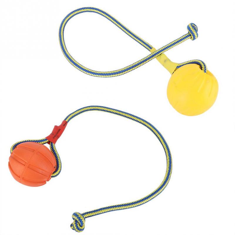 6cm Portable EVA Pet Dog Training Bite Resistant Interactive Chew Toys Ball with Carrier Rope