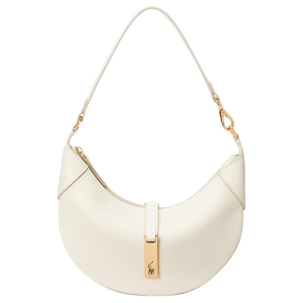 Polo Ralph Lauren Polo ID Brand Logo Zipper Closure Dumpling Bag Leather Crescent Shoulder Bag Mini Women bags Ivory 428895802007
