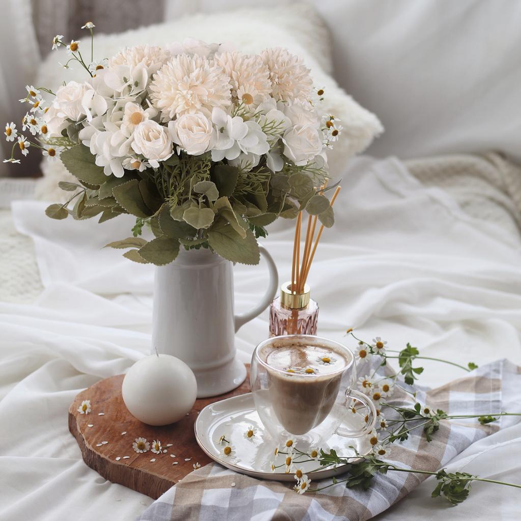 4 шт. поддельные гортензии розы искусственный шелковый букет ромашек осенние украшения для кухни, дома, сада, стола, центральные детали, декор