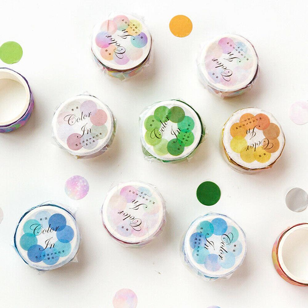 Japanese Stationery Adhesive Tape Round Stickers Label Colorful Dots Washi Tapes Masking Tape