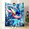 A dynamic blue ninja-like figure with glowing water and bubble effects. for all seasons blanket lunch break throw gift