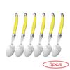 6pcs Laguiole Dinner Spoon  8'' Stainless Steel Long Handle Table Spoons White Cutlery Black Big Serve Scoop Set Dinnerware