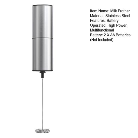 Электрический вспениватель молока с высокой мощностью, 14000 об/мин, миксер для напитков из нержавеющей стали, многофункциональный венчик для кофе с батарейным питанием для латте матча