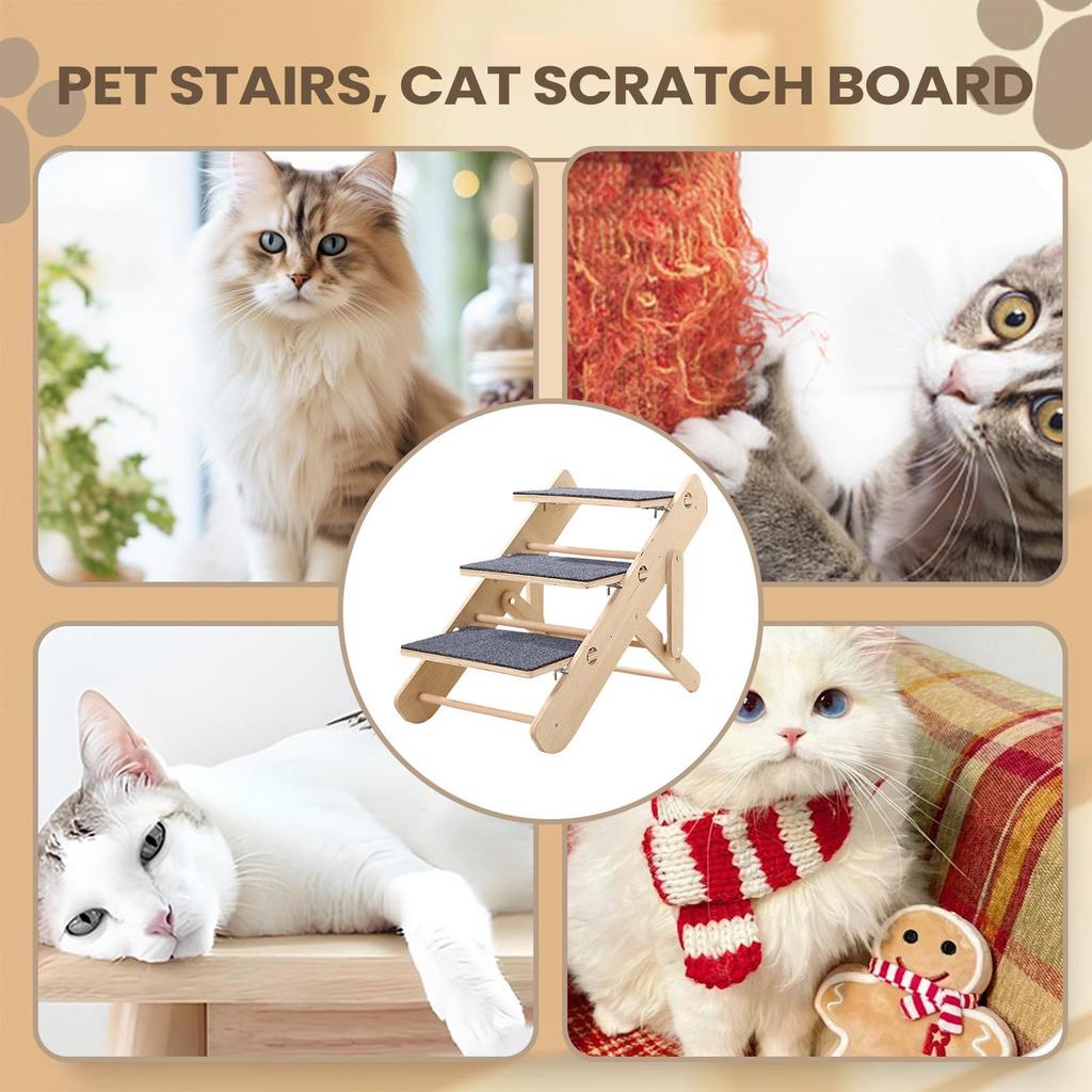 Dog Stairs Non-Slip Stable Foldable 3-Step Pet Stairs for Climbing Home Living Room Bedside Bedroom Sofa Couch Chair