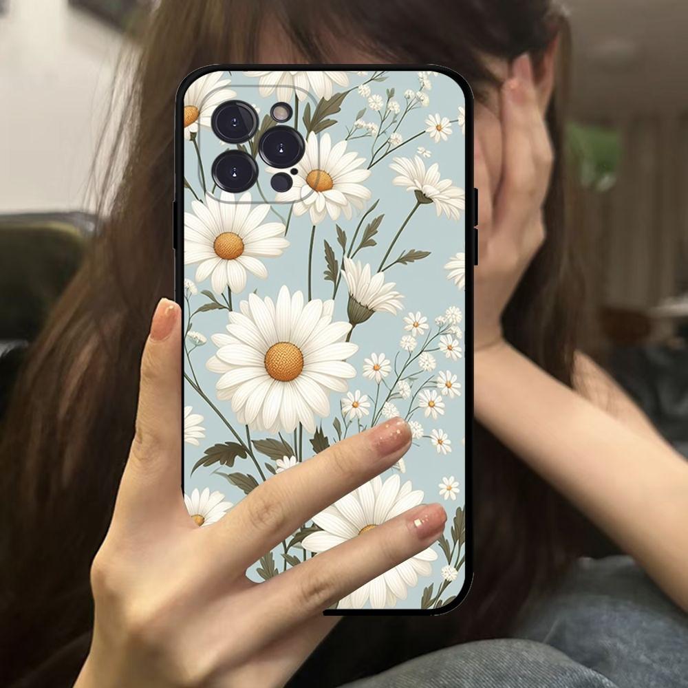 Чехол для телефона с цветами ромашки для iPhone 16 15 14 11 12 13 Mini Pro XS Max Чехол 6 7 8 Plus X Funda Shell