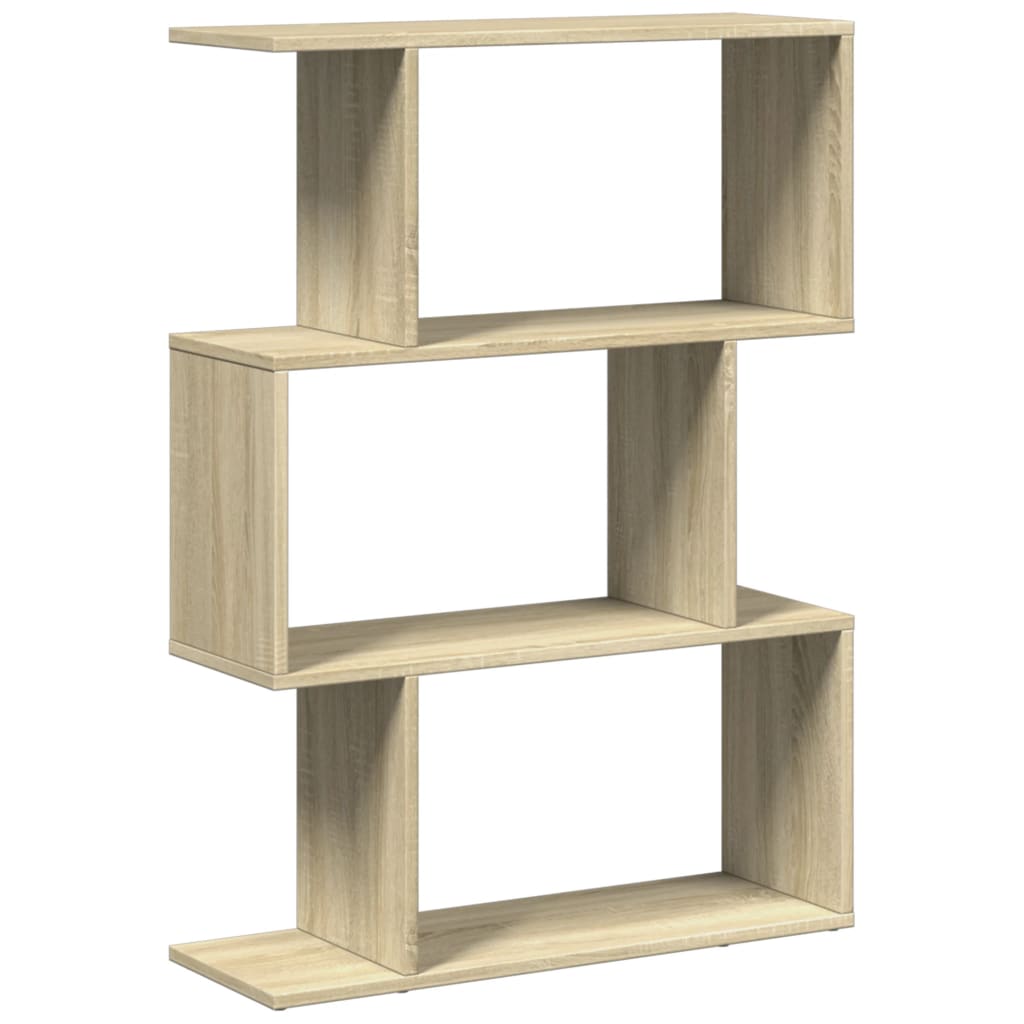 Room Divider Bookshelf 3 Shelf Design in Sonoma Oak Finish 70 x 24 x 97 cm