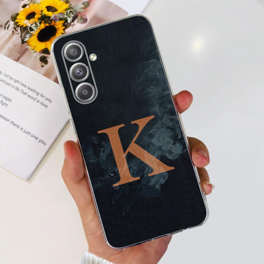 Чехол для Samsung Galaxy A55 A35 A25 5G 2024 Новый Милый Цветок с Буквами Прозрачный Мягкий Чехол для Samsung A55 5G SM-A556B TPU Funda