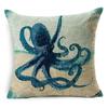 Exquisite 18" Blue Sea Animal Cotton Linen Cushion Cover For Stylish Living Spaces