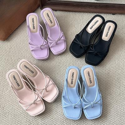 Повседневные шлепанцы на танкетке, сандалии на плоской подошве и толстой подошве, женская обувь, модная и универсальная