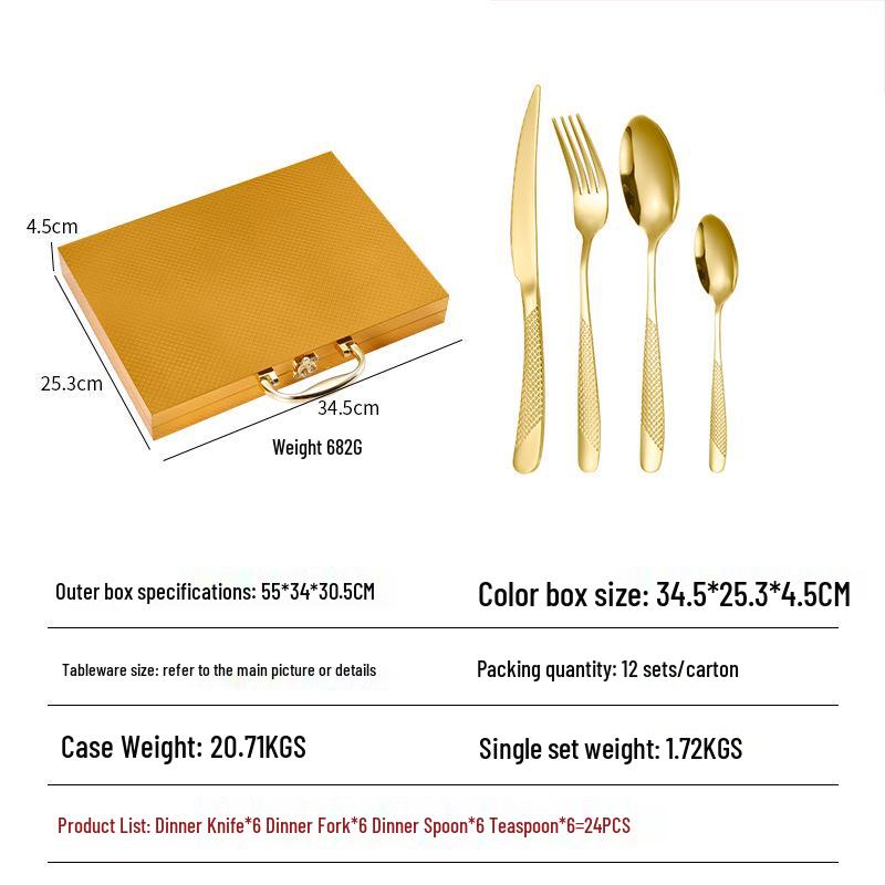 Набор столовых приборов из нержавеющей стали «Звездный бриллиант», 24 предмета: Включает ножи для стейка, вилки и ложки