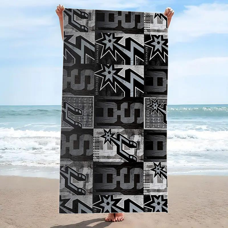 SA Spurs Print Beach Towel, Large Soft Quick Dry Towel for Beach Camping Swimming