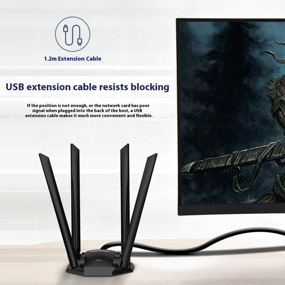 COMFAST CF-WU785AC Двухдиапазонный WiFi-маршрутизатор 1300 Мбит/с, USB-сетевой адаптер с 4 антеннами