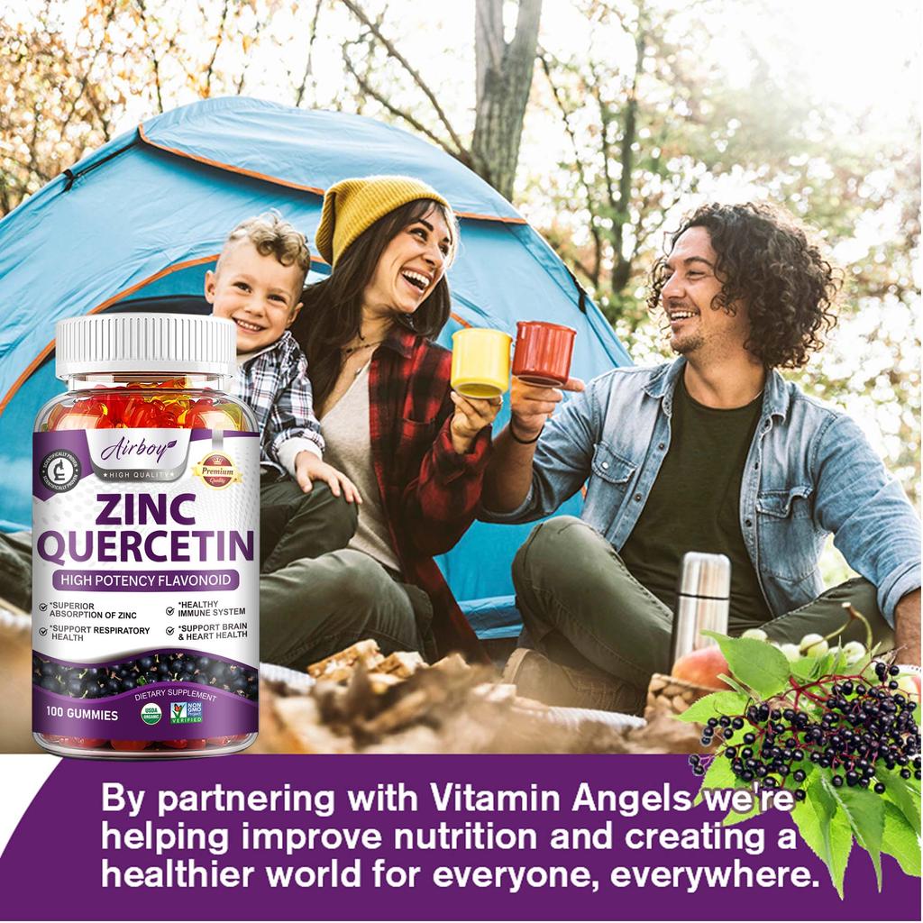 Airboy Zinc Gummies, Quercetin Extract, Immune Support, Nutritional Supplement, Suitable for Men and Women