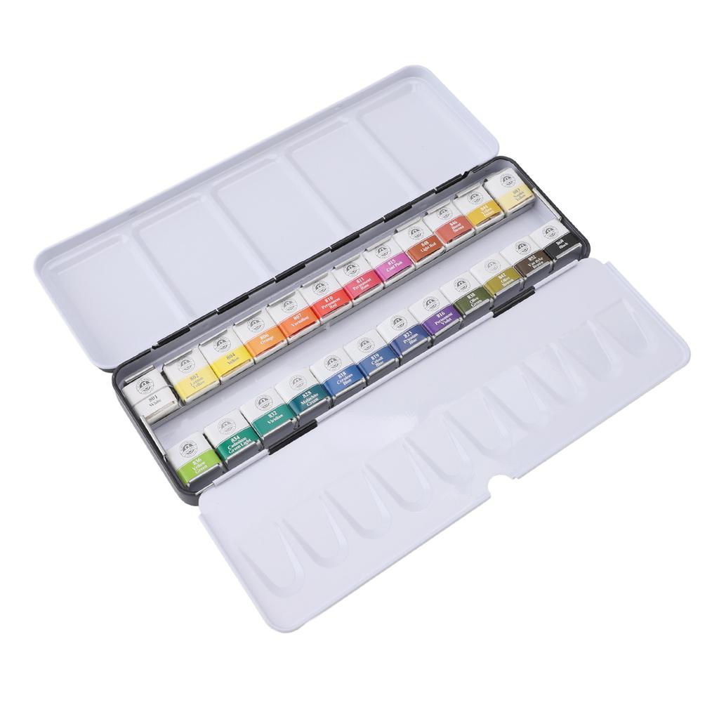 Watercolor Paint Set Portable Iron Box Solid Professional Watercolor Kit for Artists Students 24