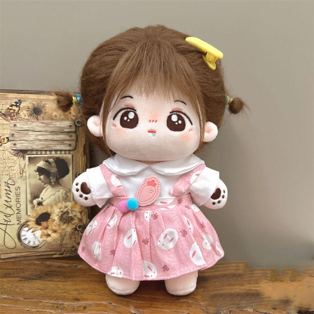 Cute Cartoon Plush Jumpsuit Mini Dolls Toys Accessories Doll T-shirt Clothes  20cm Cotton Doll