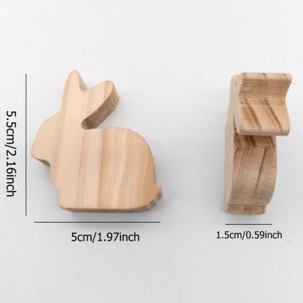 6Pcs Standing Easter Rabbit Ornaments Realistic Handmade Wooden Bunny Decorative Unfinished Handicraft Bunny Figurine