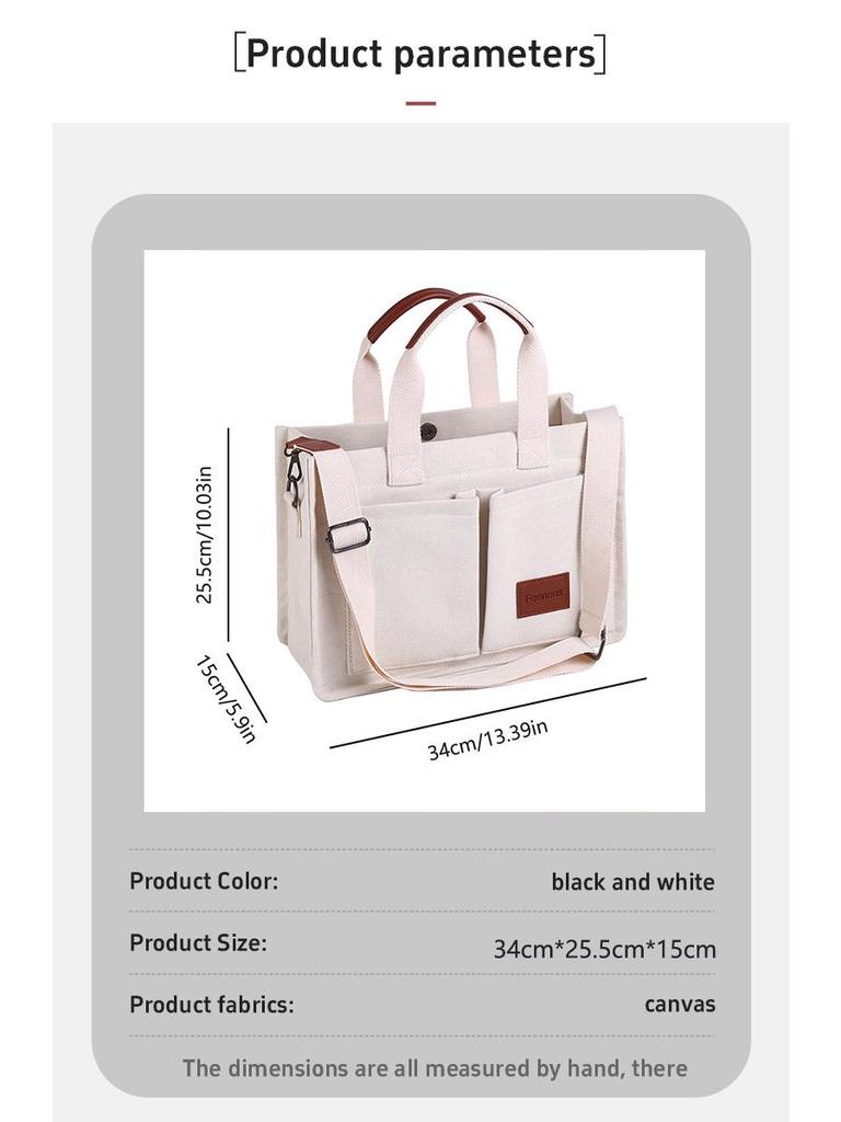 Женская ретро холщовая сумка - Большая вместимость, многослойная, на плечо и через плечо