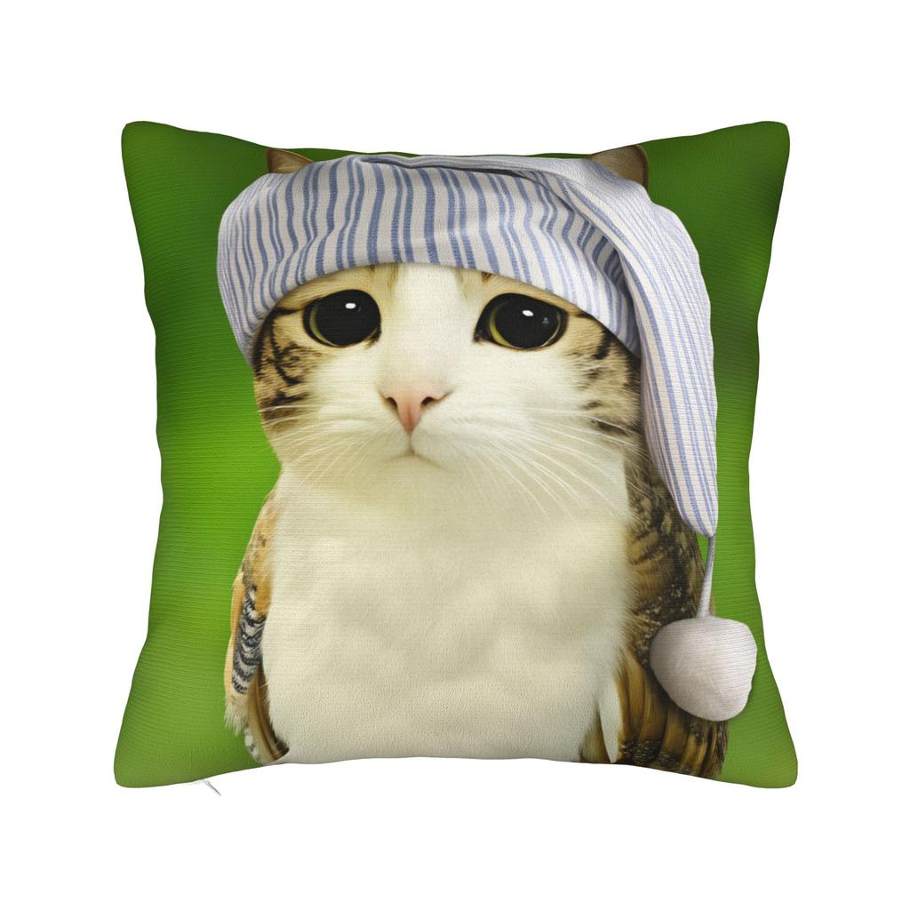 Rainbow Forest Meowl Cat Pillow Cover Soft Cushion Cover Cute Funny Pillow Case For Living Room Chair