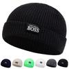 Unisex The Real Boss Label Decoration Hip Hop Melon Skin Hat Winter Cycling Warm Caps Knitted Hats Spring Autumn Outdoor Sport Travel for Women Men