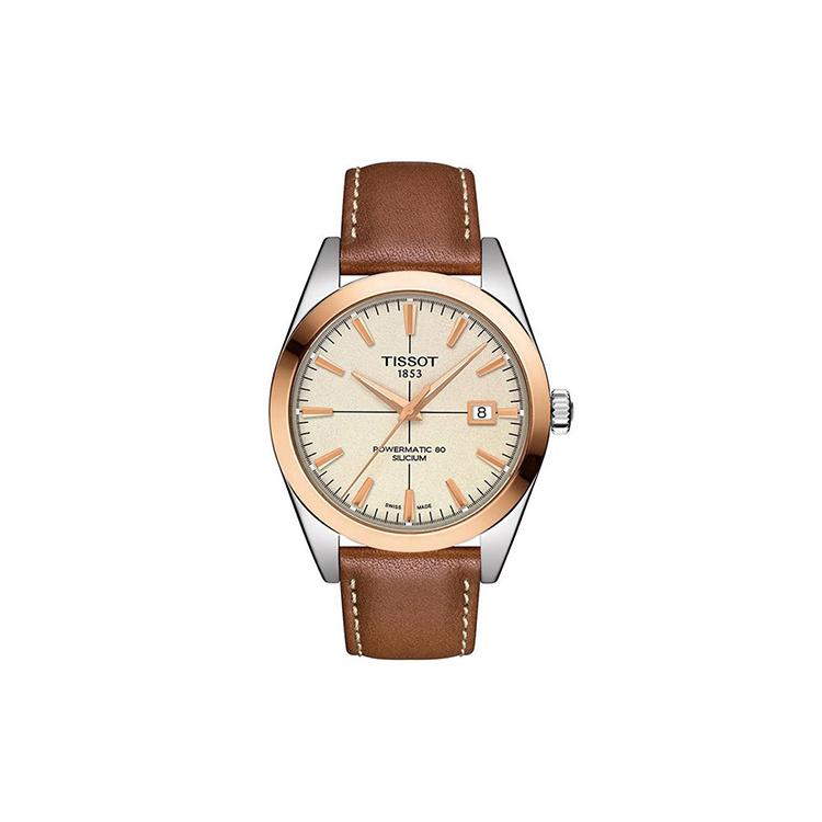 Tissot Мужские часы Gentleman Автоматический механический механизм Позолоченные Часы 40 мм Золотой циферблат T927.407.46.261.00