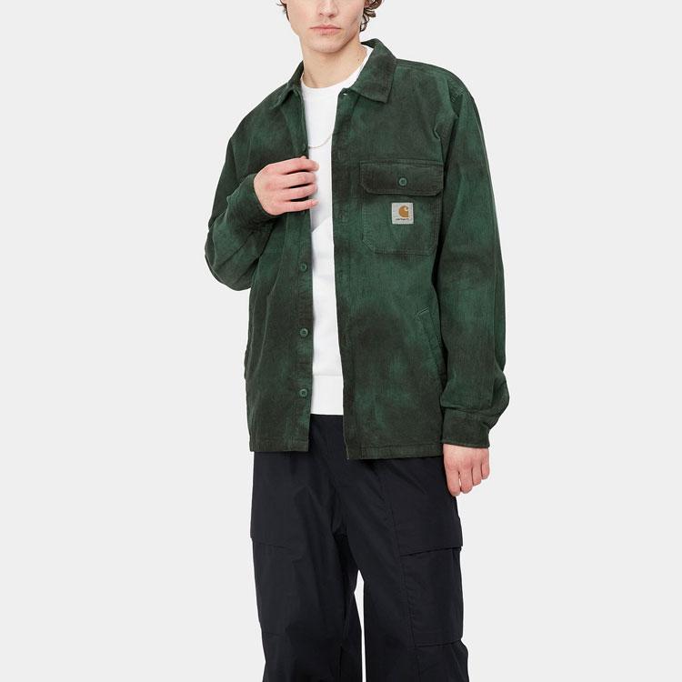 Carhartt WIP SS23 Серия Chroma Эффект выцветания Хлопковая куртка-рубашка Мужские куртки Зеленый I031360-1DJ-XX