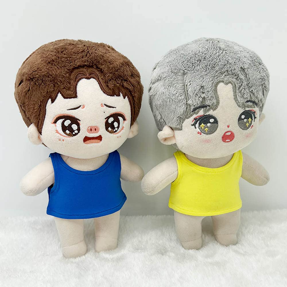 niannyyhouse 20cm Plush Clothes, Vest x 2, Cotton Doll Clothes, Vest, Dress-Up (Light Blue+Blue, 20cm)