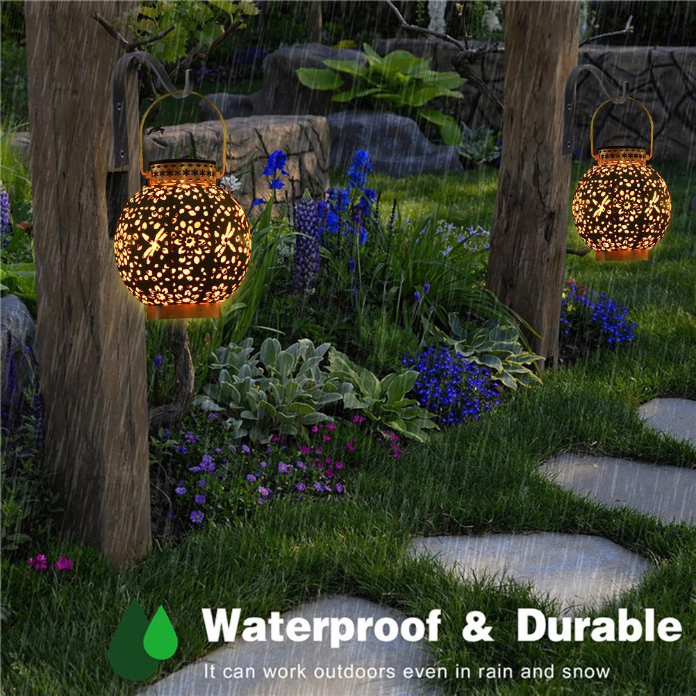 Уличный солнечный садовый светильник с выдолбленным теневым фонарем, подвесной светильник на солнечной батарее, садовый ландшафт