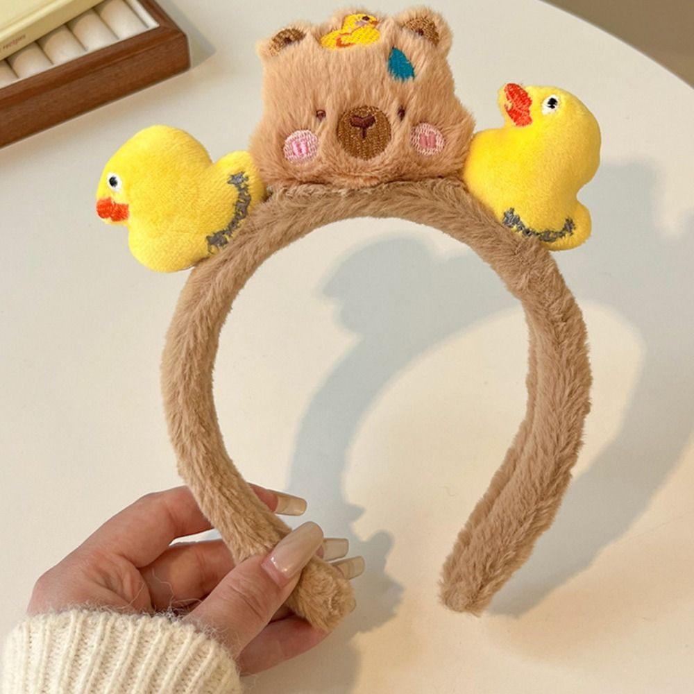 Duck Animal Fluffy Hair Hoop Non-slip Cartoon Hairbands Headpiece Face Washing Hair Hoop  Daily