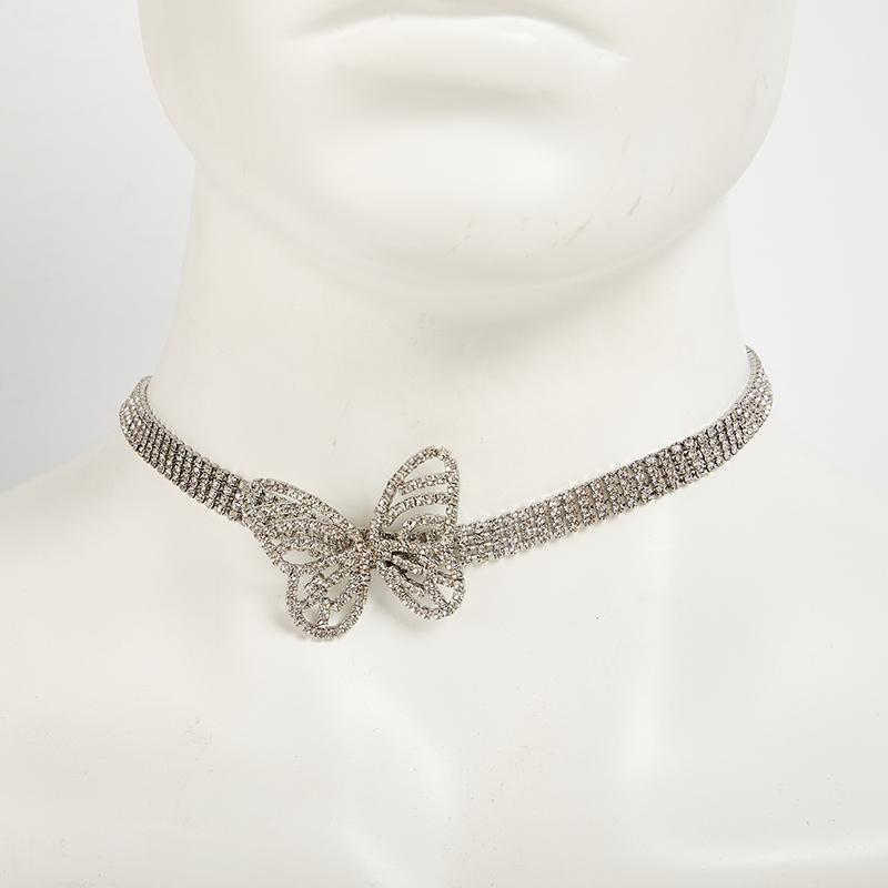 Butterfly Necklace Clavicle Chain Women Bling French Style Jewelry