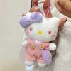 Милая Плюшевая Кукла Игрушка Sanrio Hello Kitty Брелок-Подвеска с Пряжкой-Сердечком Подвеска на Сумку Девочковый Комбинезон Китти Кот Тряпичная Кукла Подарок для Детей