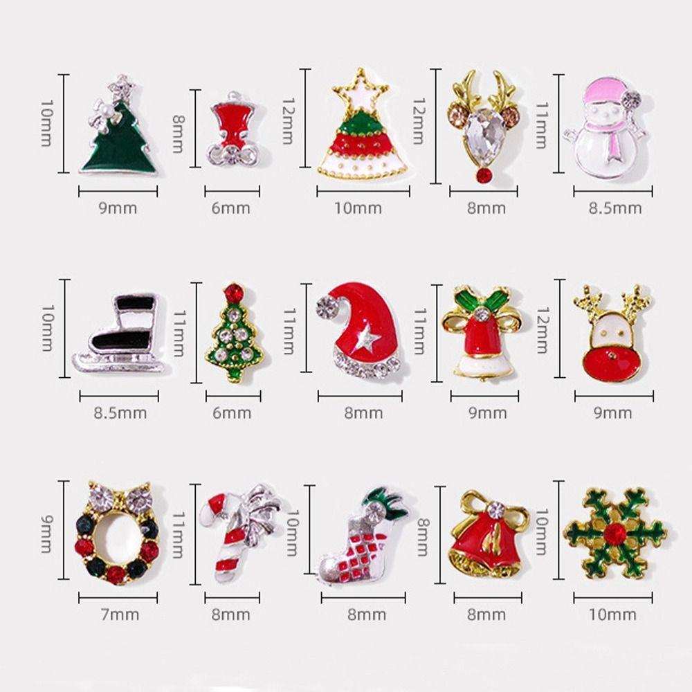 Elk Santa Claus 3D Rhinestones Manicure Accessories Christmas Nail Art Decorations Jewelry Tools