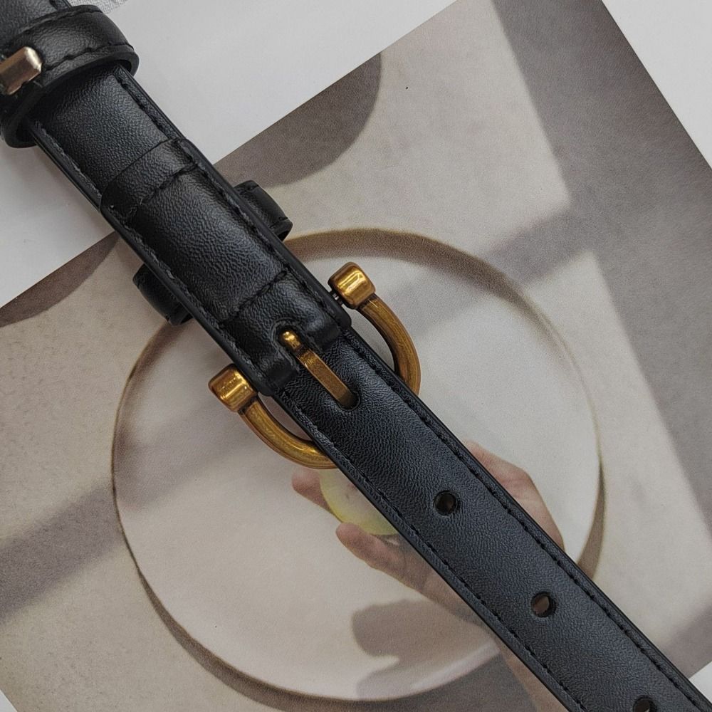 Простой ремень с пряжкой-штифтом, тонкий ремень, универсальный поясной ремень, ретро ремень из ПУ кожи, украшение для платьев