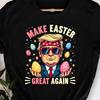 Funny Trump Make Easter Great Again Bunny Hunt Eggs Rabbit T-Shirt - Hilarious Political Easter Shirt with Funny Easter Bunny Design