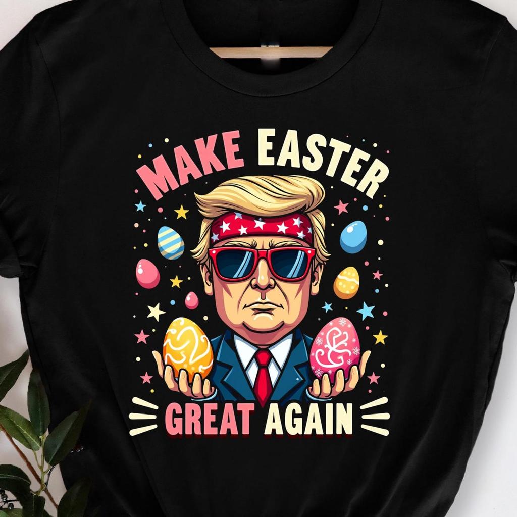 Funny Trump Make Easter Great Again Bunny Hunt Eggs Rabbit T-Shirt - Hilarious Political Easter Shirt with Funny Easter Bunny Design
