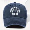 Унисекс Винтажная стираная бейсболка POWERHOUSE GYM с принтом, регулируемый дизайн, подходит для всех сезонов, для улицы и повседневного ношения
