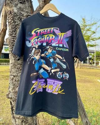 Редкая футболка Street Fighter II Графическая Базовая Черная Графическая Футболка Репринт S-5XL Унисекс Футболка