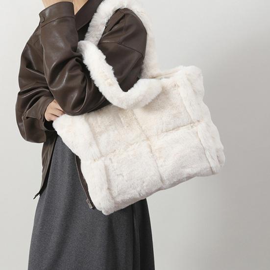 Пушистая сумка через плечо Женская плюшевая сумка Пушистая сумка-тоут Большой вместимости Меховой кошелек для повседневного использования